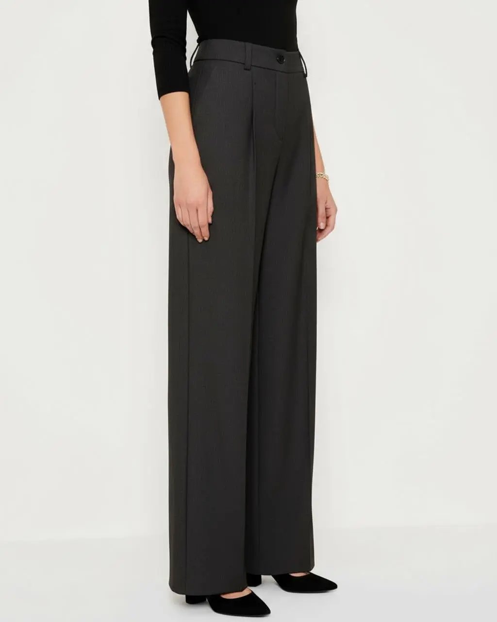 Gray High-Waist Wide-Leg Suit Pants SOLACE