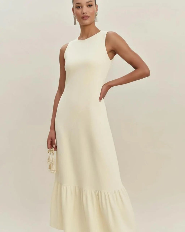 Sleeveless Norvell Wave-Hem Dress SOLACE