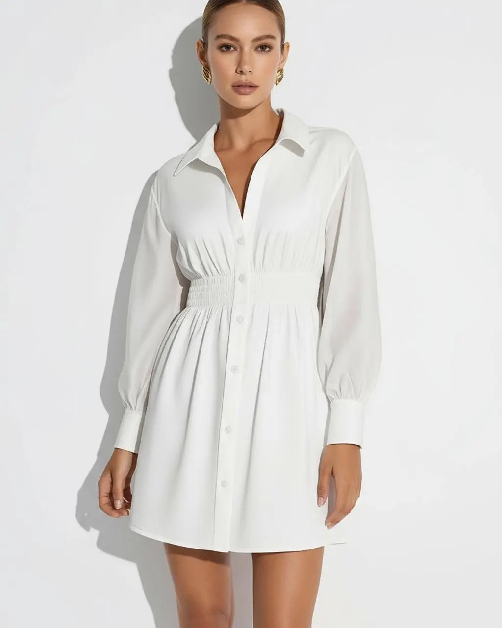 Pleat Waist Shirt Dress SOLACE