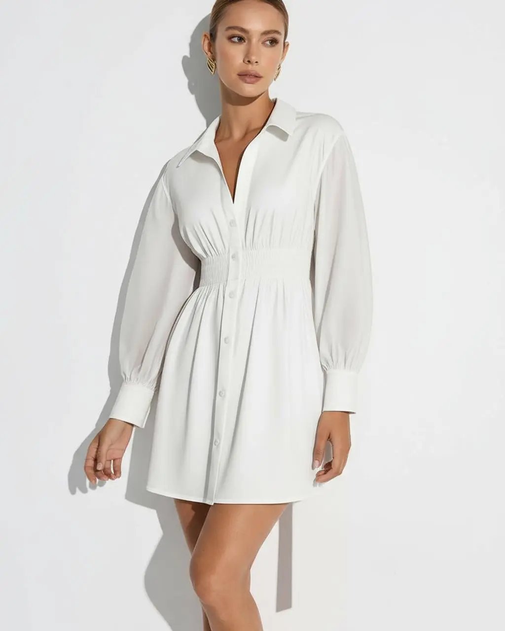 Pleat Waist Shirt Dress SOLACE