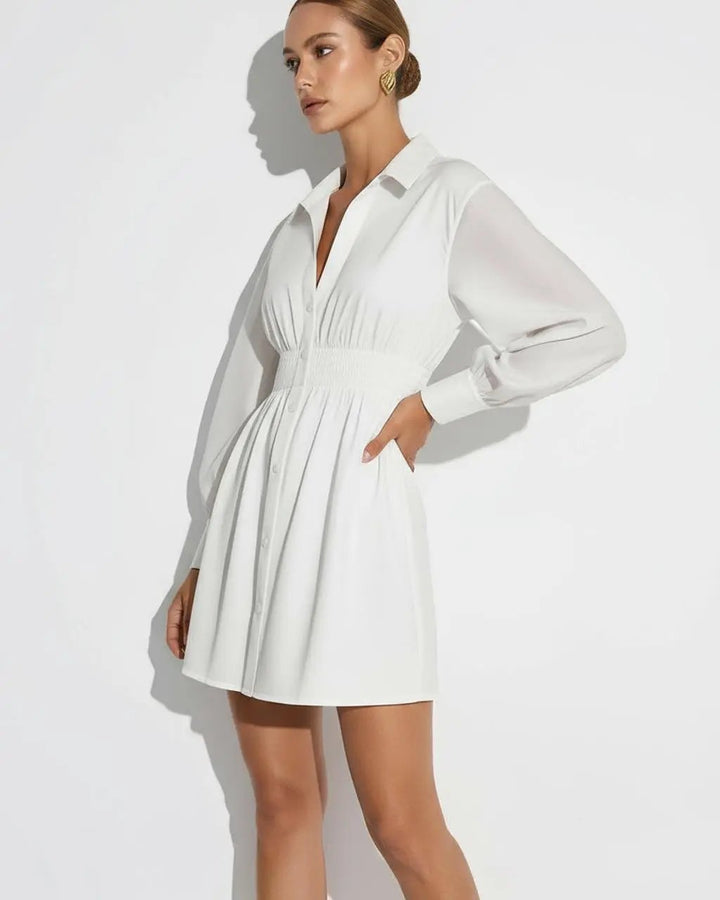 Pleat Waist Shirt Dress SOLACE