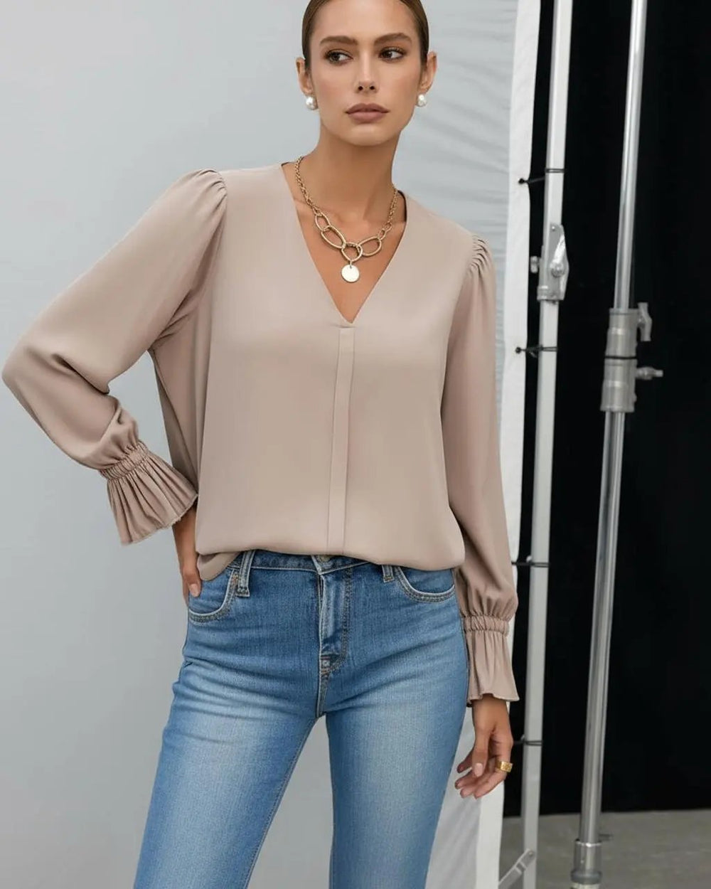 Ruffle Cuff Puff Sleeve Blouse SOLACE
