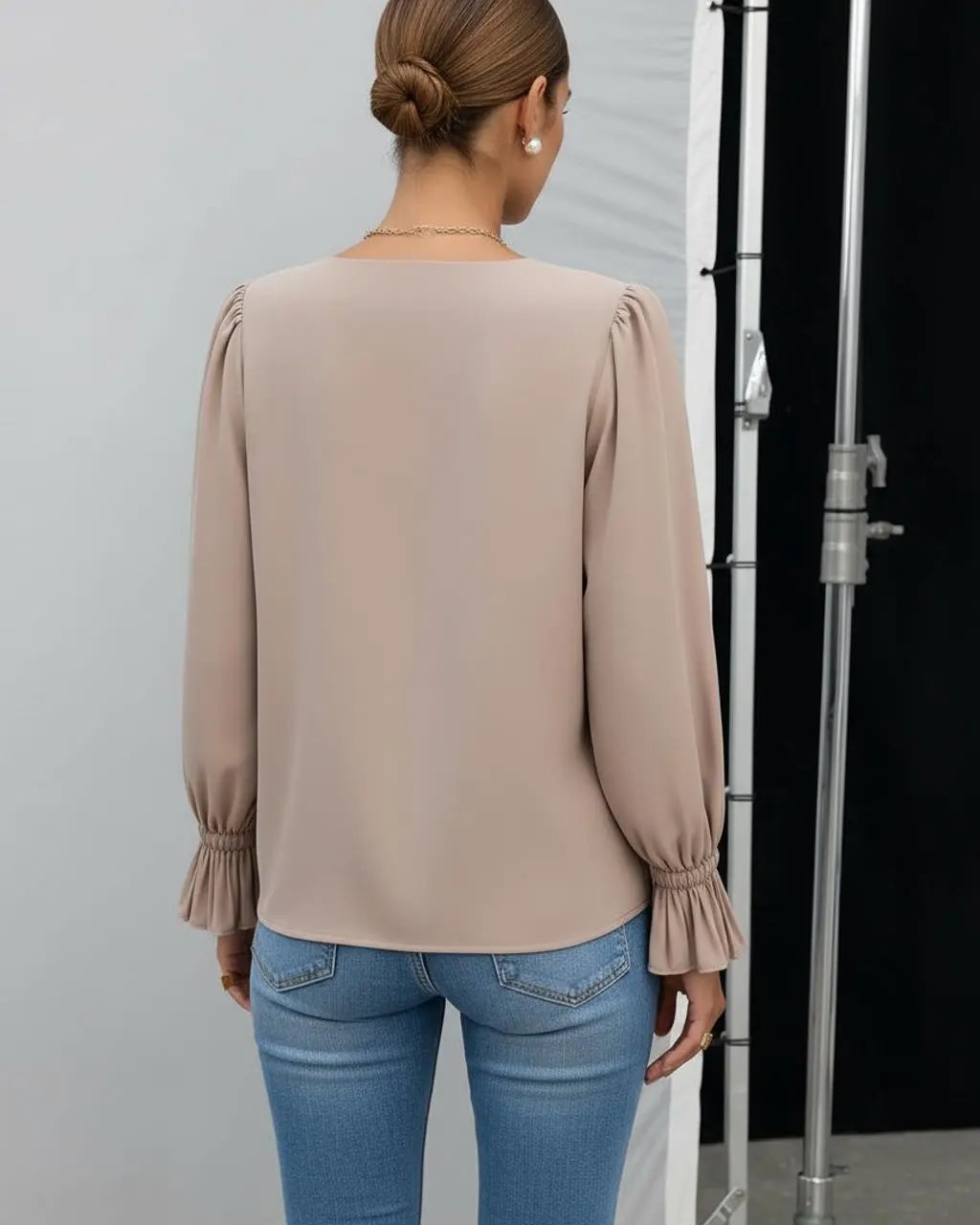 Ruffle Cuff Puff Sleeve Blouse SOLACE