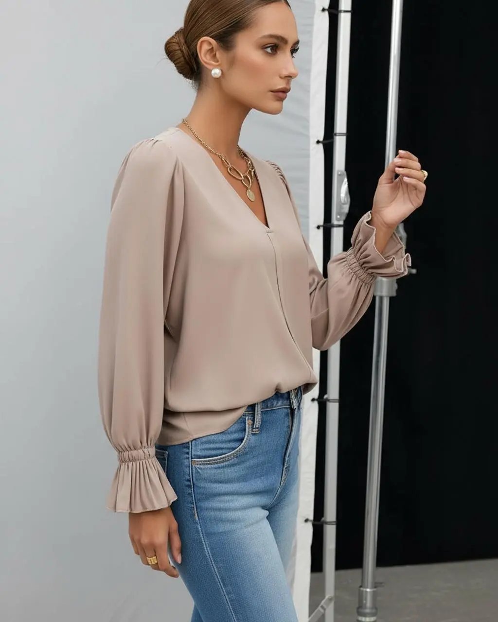 Ruffle Cuff Puff Sleeve Blouse SOLACE