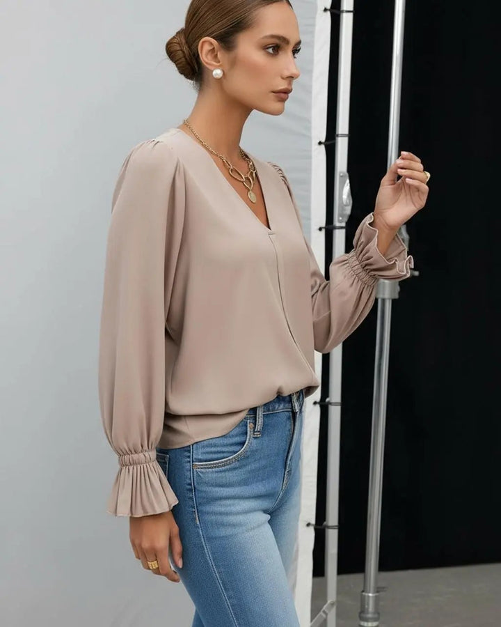 Ruffle Cuff Puff Sleeve Blouse SOLACE