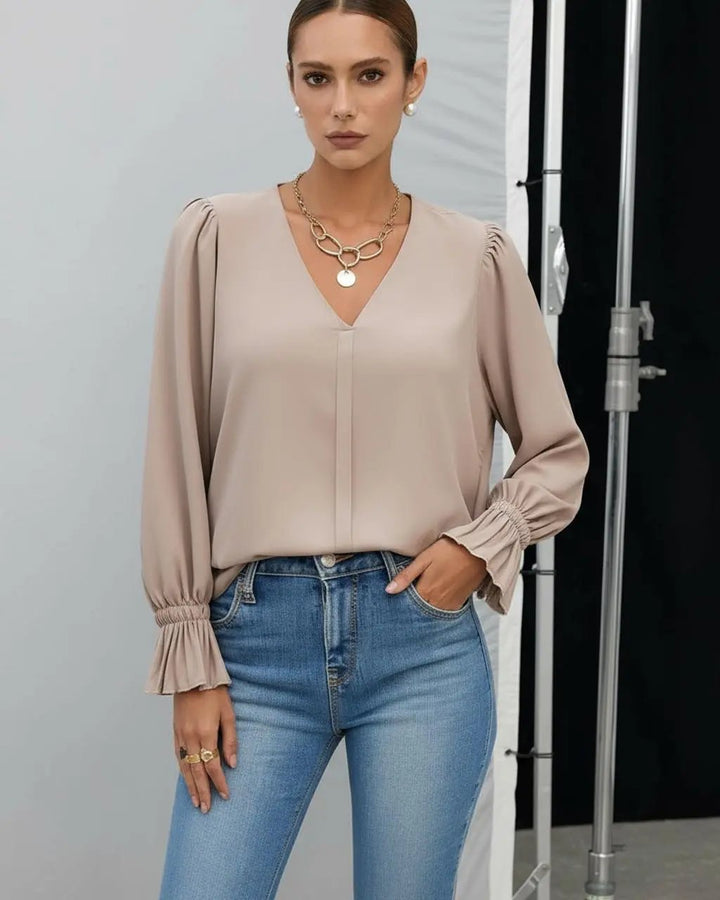 Ruffle Cuff Puff Sleeve Blouse SOLACE