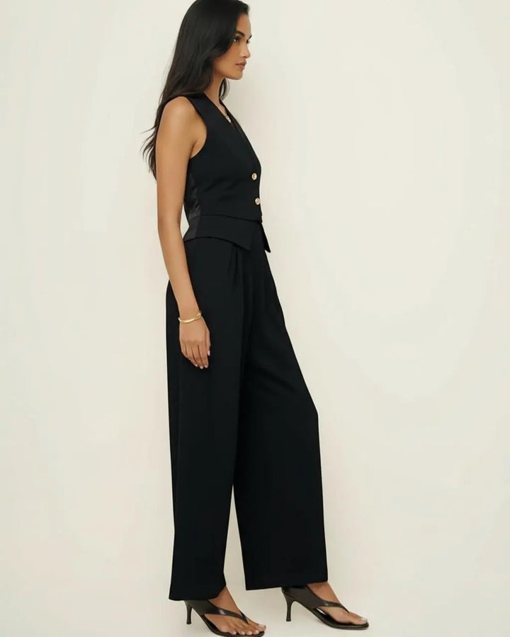 Sleeveless Blazer Vest and Wide-Leg Pants Suit SOLACE