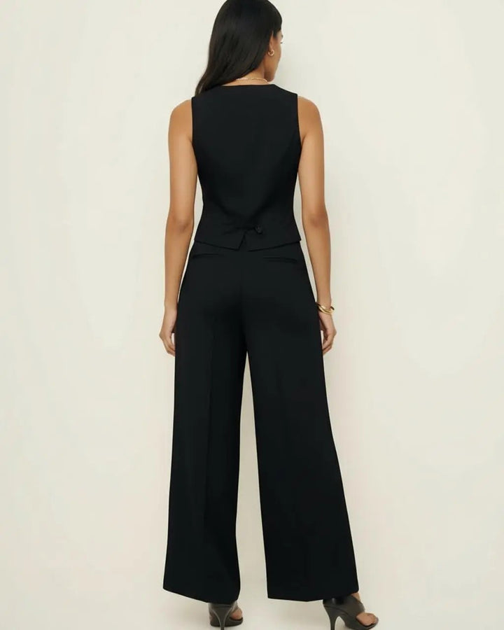 Sleeveless Blazer Vest and Wide-Leg Pants Suit SOLACE