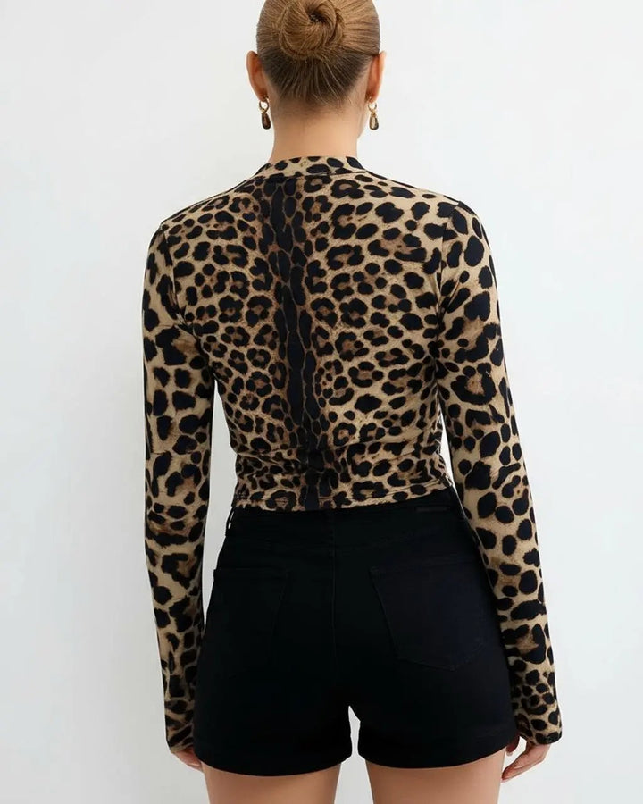 Leopard-Print Zipper Top SOLACE