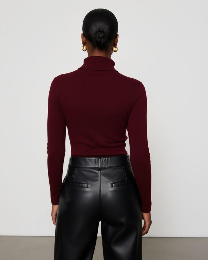 Solid Turtleneck Long-Sleeved Sweater Top SOLACE