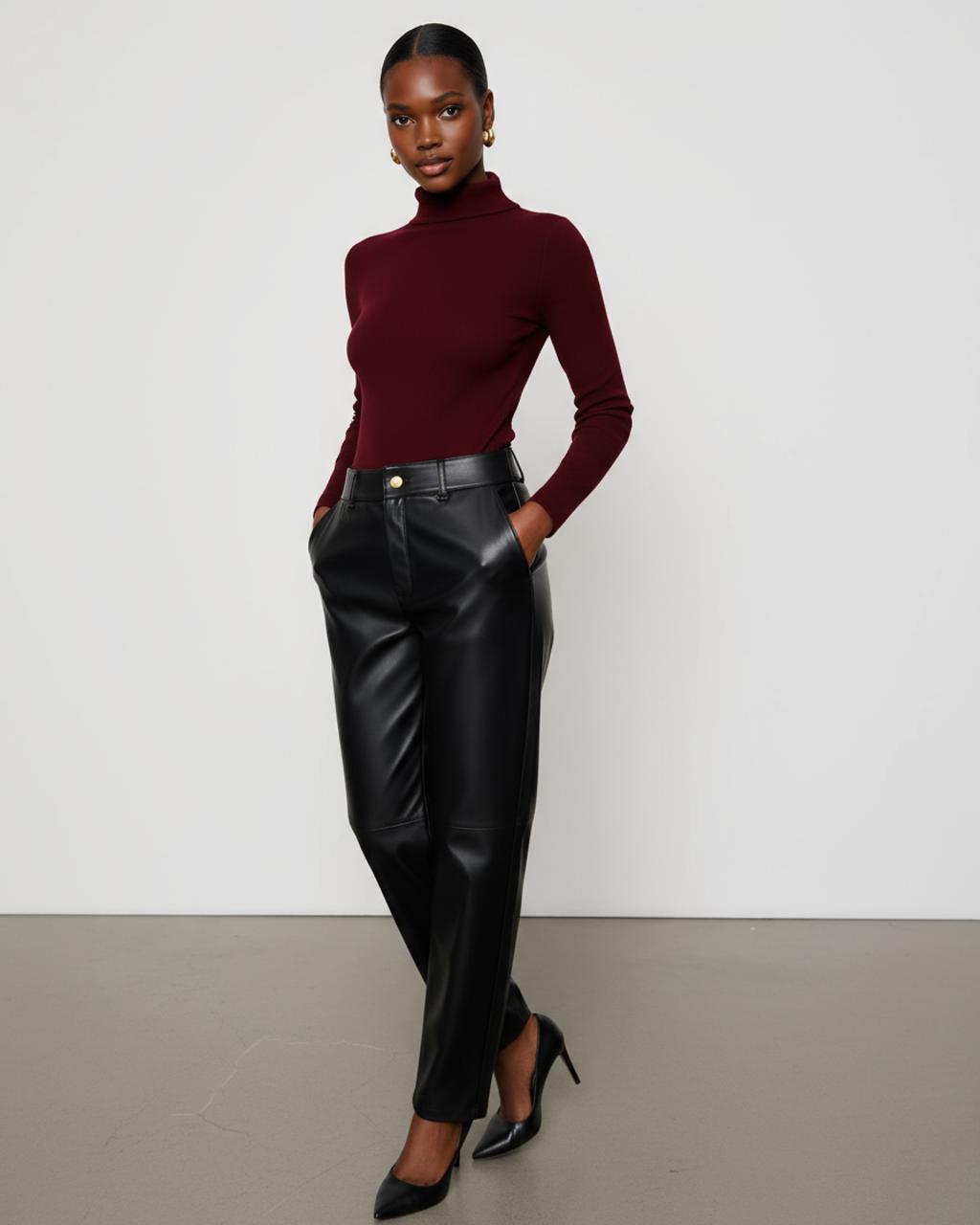 Solid Turtleneck Long-Sleeved Sweater Top SOLACE