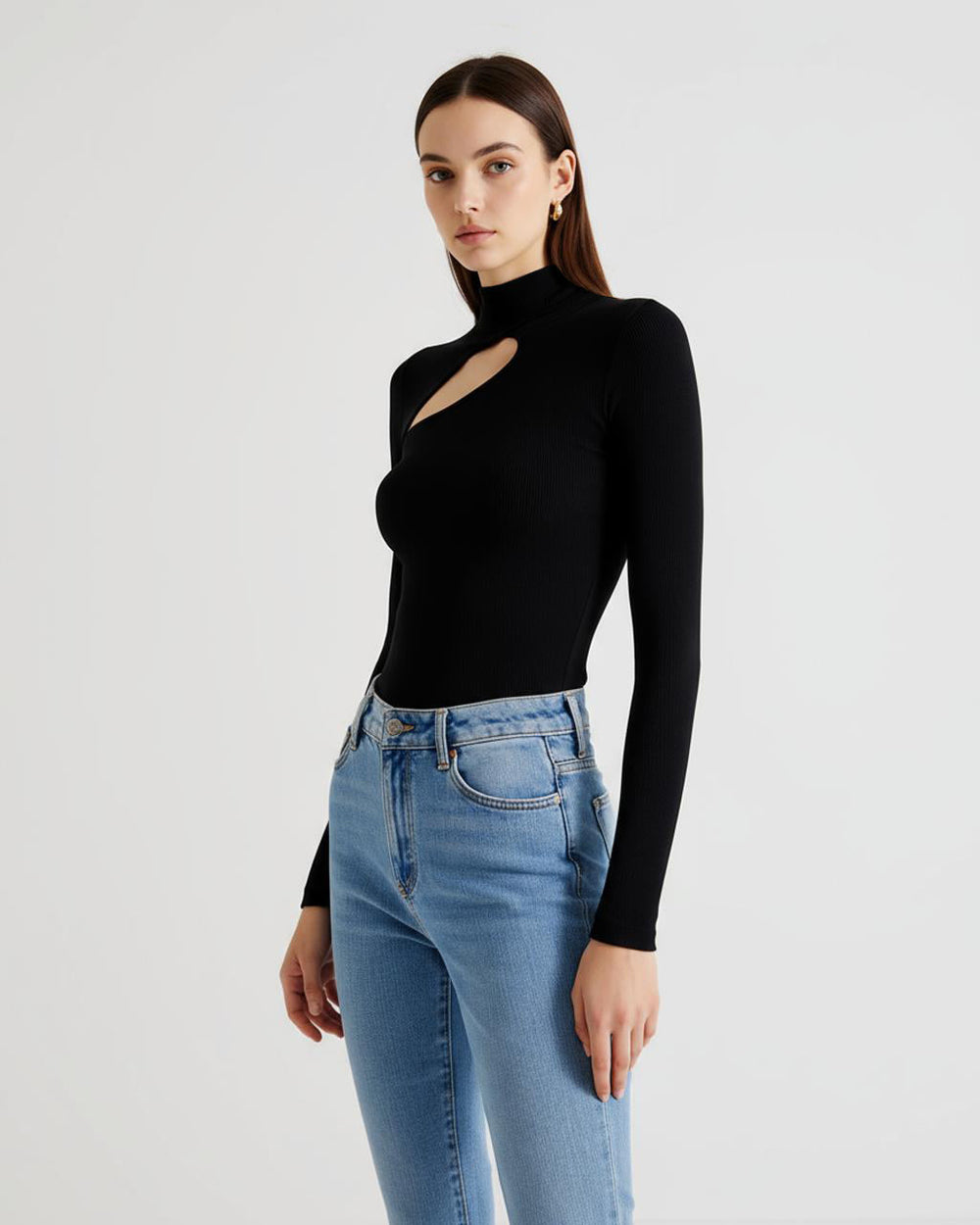 Black Long Sleeve Cut Out Top SOLACE
