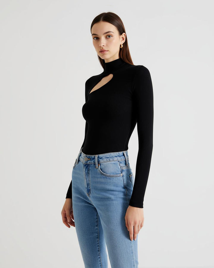 Black Long Sleeve Cut Out Top SOLACE