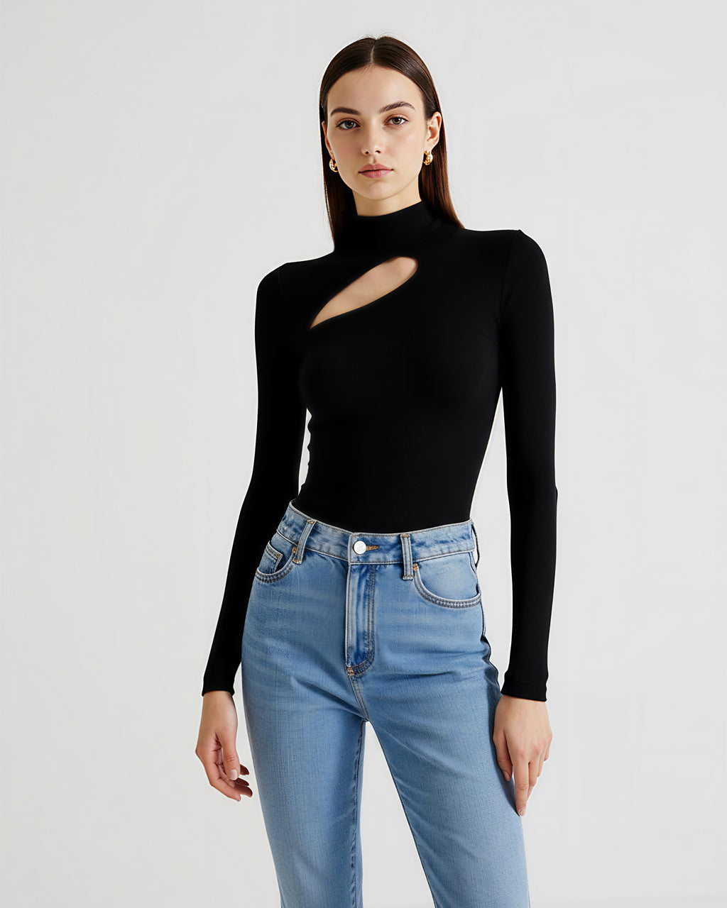 Black Long Sleeve Cut Out Top SOLACE