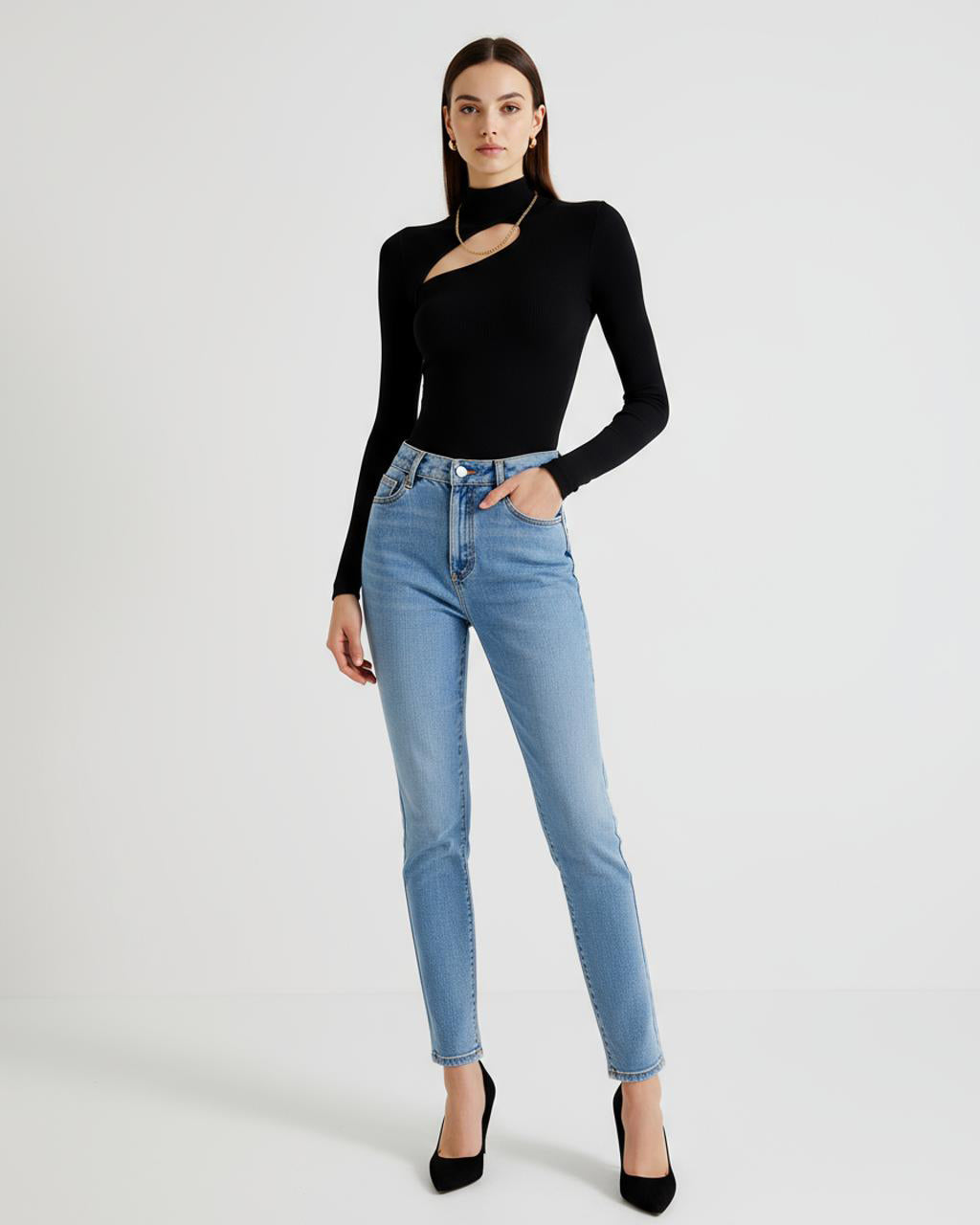 Black Long Sleeve Cut Out Top SOLACE