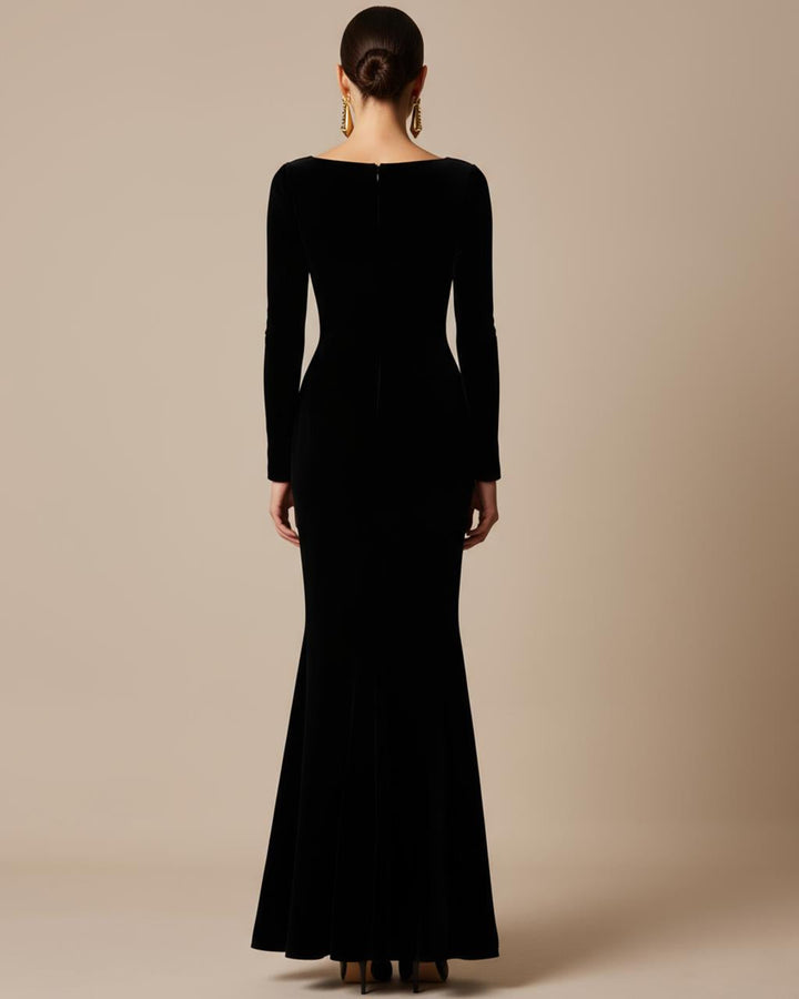 Square Neck Long Sleeve Fishtail Dress SOLACE