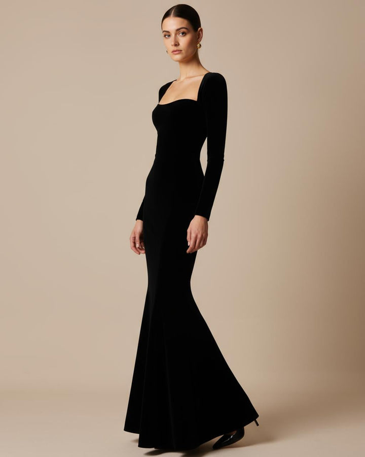 Square Neck Long Sleeve Fishtail Dress SOLACE