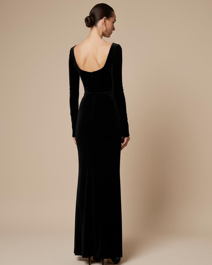 Black Square Neck Backless Dress SOLACE