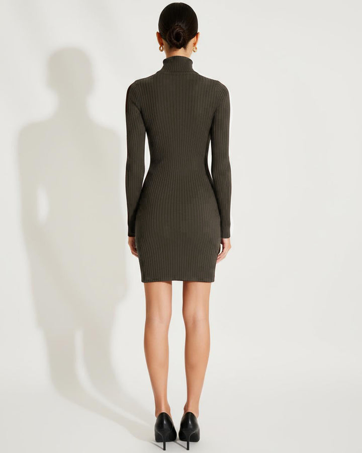 Grey High Neck Rib Dress SOLACE