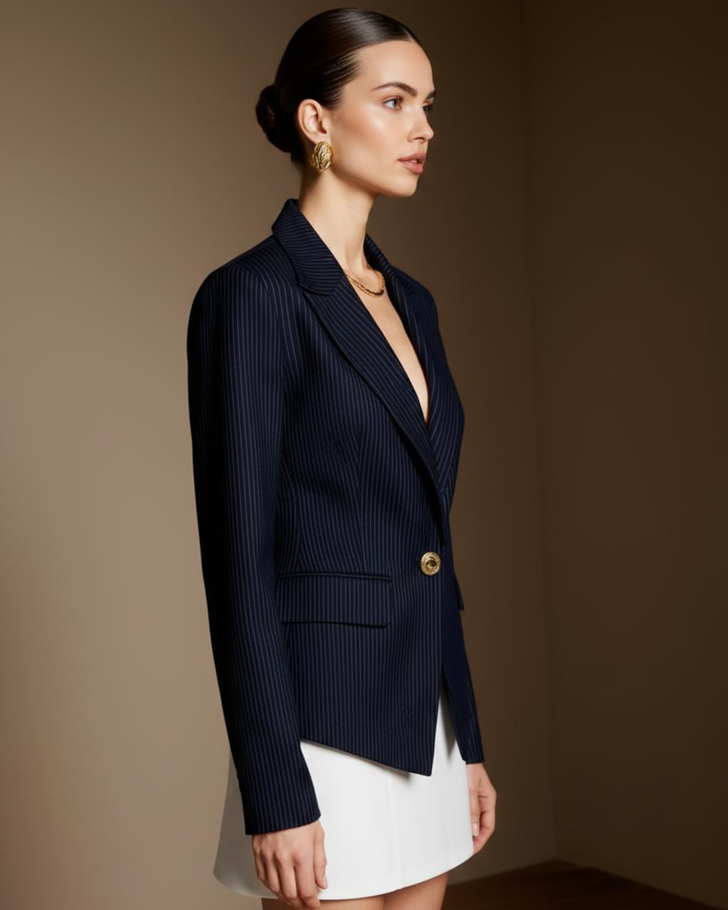 Single-Breasted Pinstriped Blazer SOLACE
