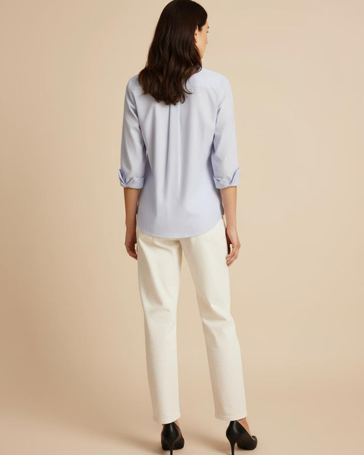 Casual Blue Vertical Stripe Shirt SOLACE