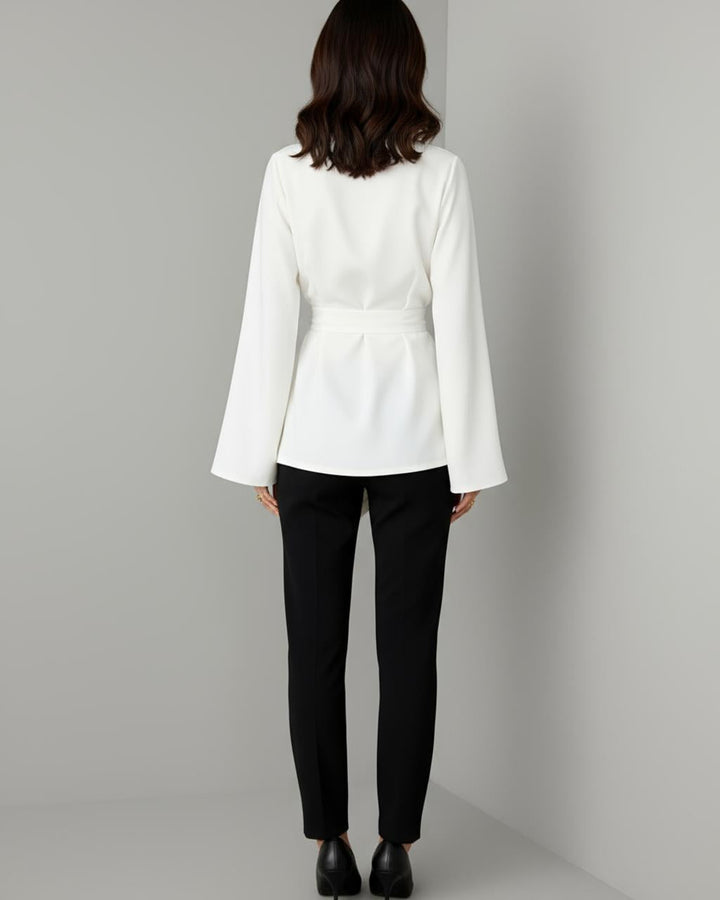 White Cross Neckline Wrap Top SOLACE