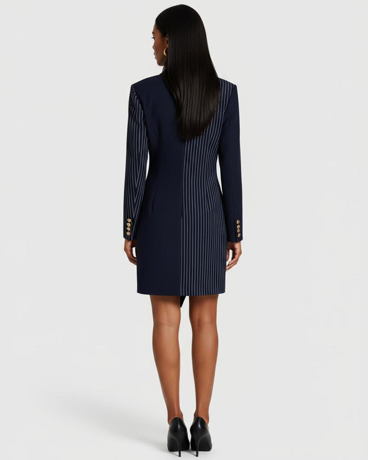 Split Decision Pinstripe Mini Suit Dress SOLACE