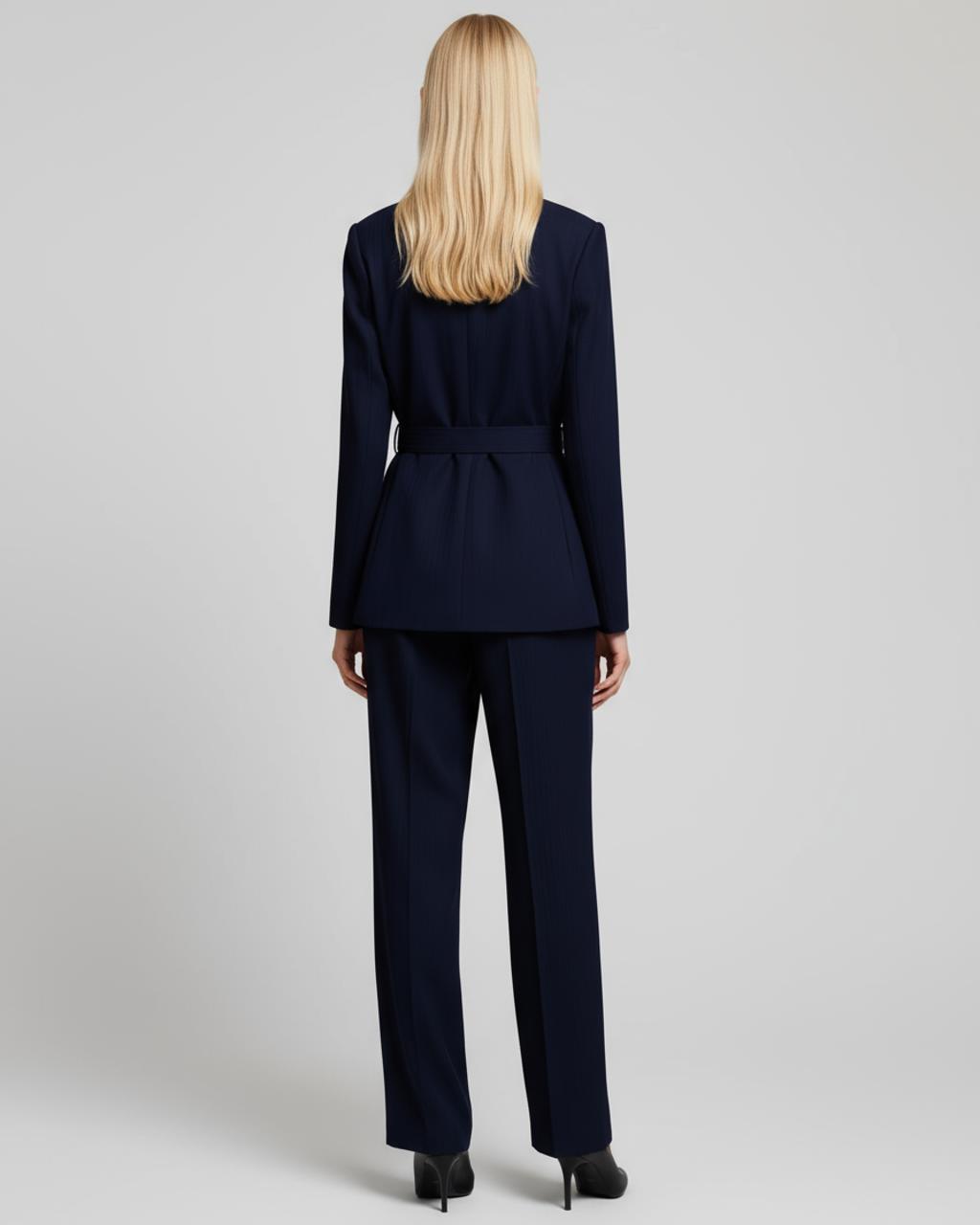 Notch Lapel Belt Blazer and Pants Suit Set SOLACE