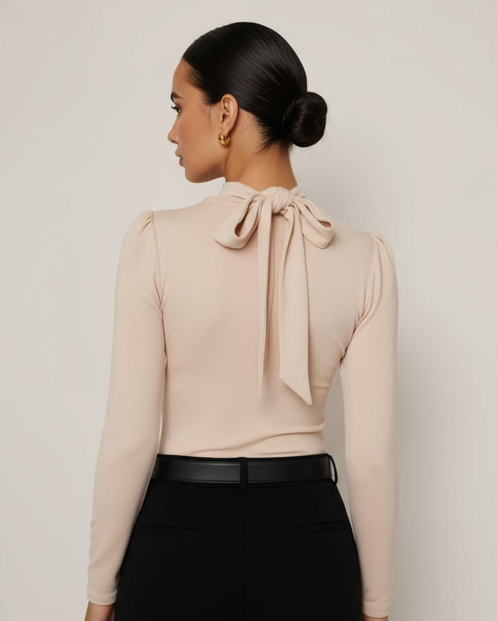 Bowknot Shoulder Long Sleeve Top SOLACE