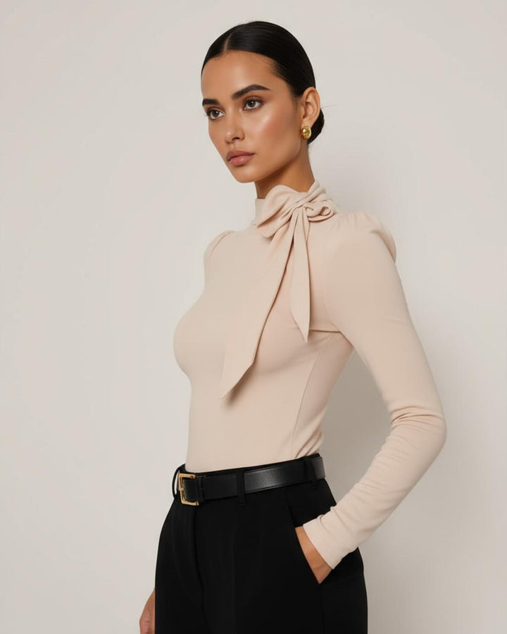 Bowknot Shoulder Long Sleeve Top SOLACE