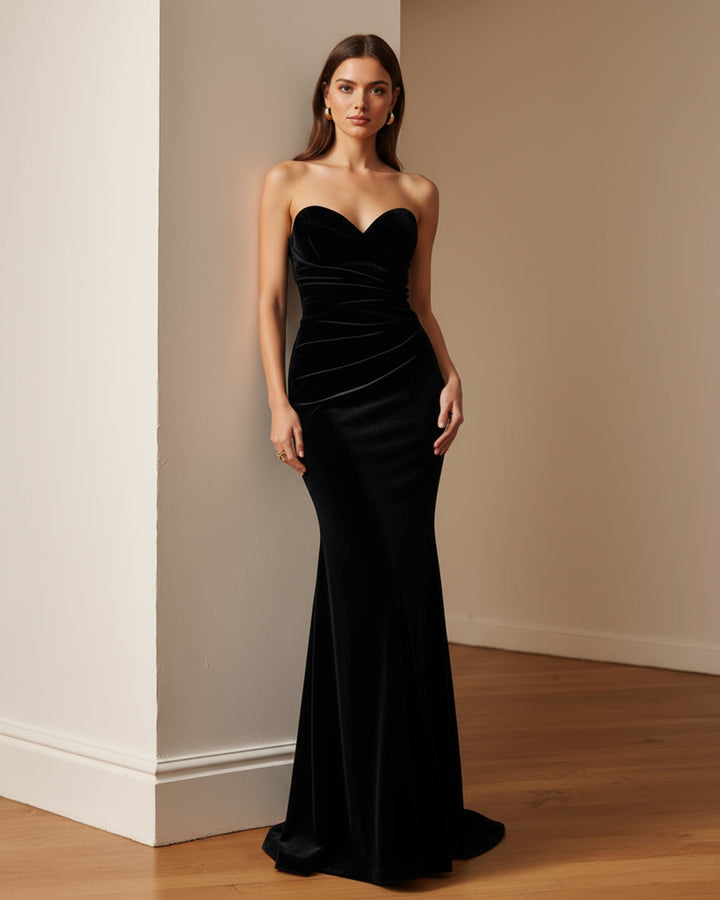 Black Velvet  Bandeau Maxi Dress SOLACE