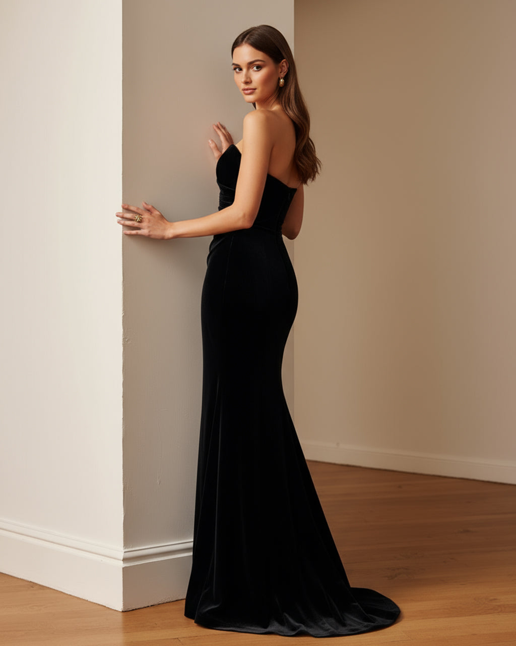 Black Velvet  Bandeau Maxi Dress SOLACE