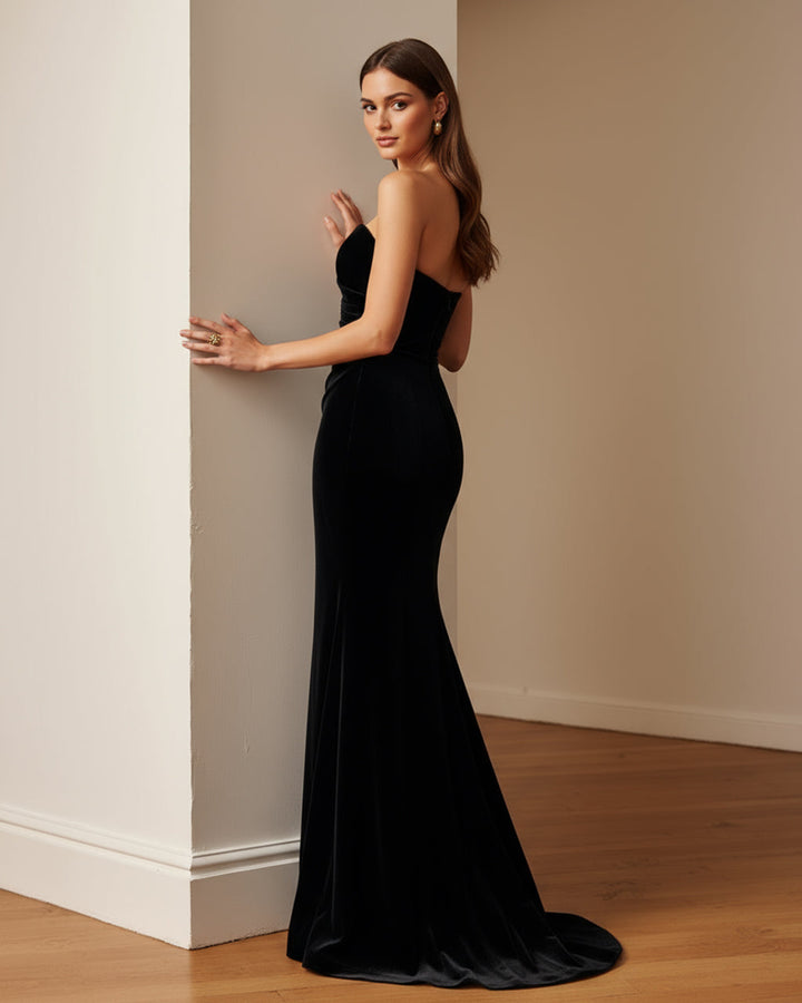 Black Velvet  Bandeau Maxi Dress SOLACE