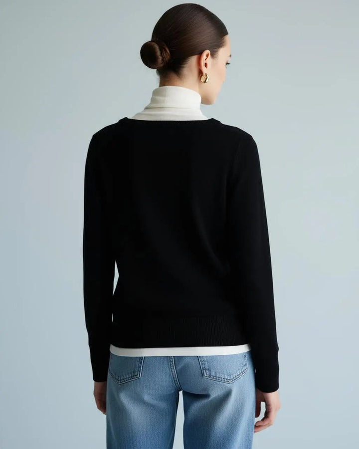 Black Crew Neck Long Sleeve Sweater SOLACE