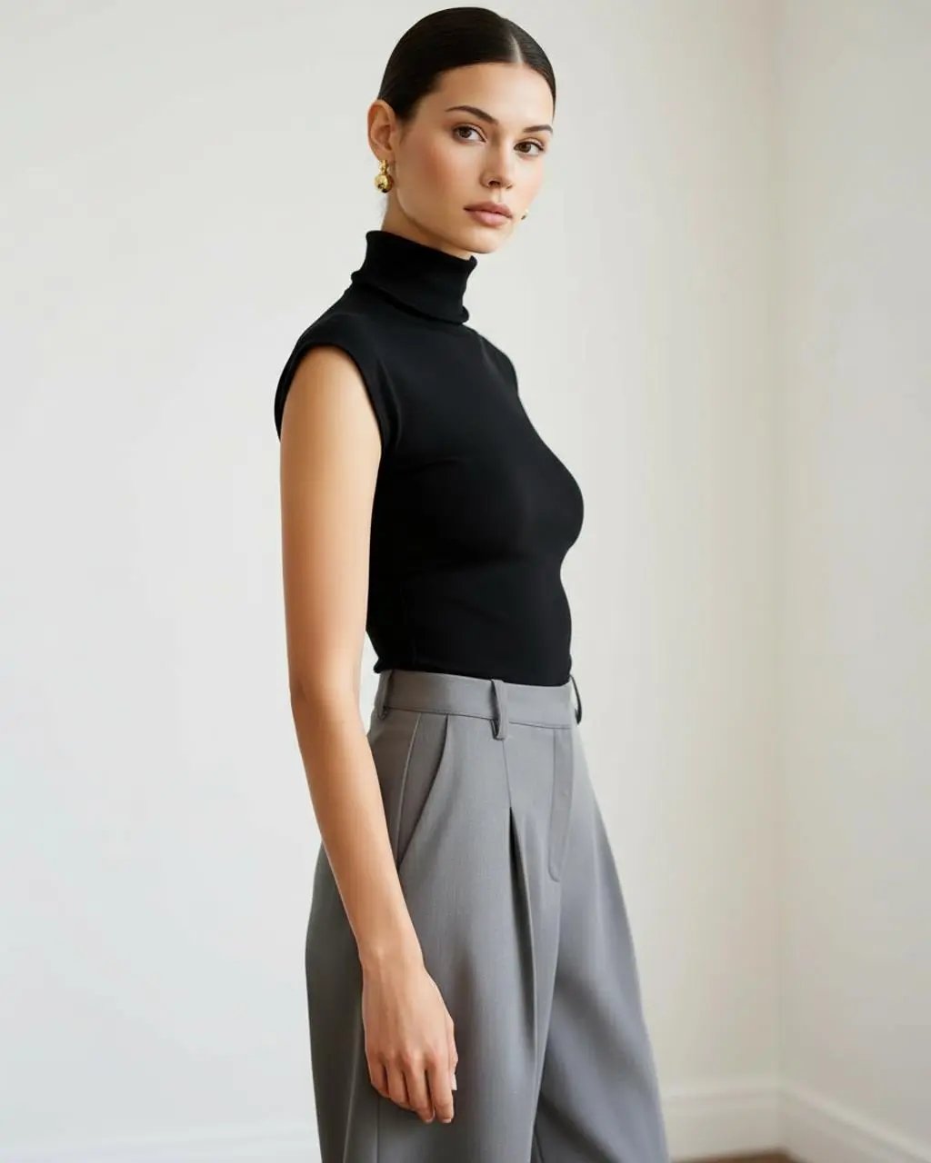 High Neck Cap Sleeve Slim-Fit Top SOLACE