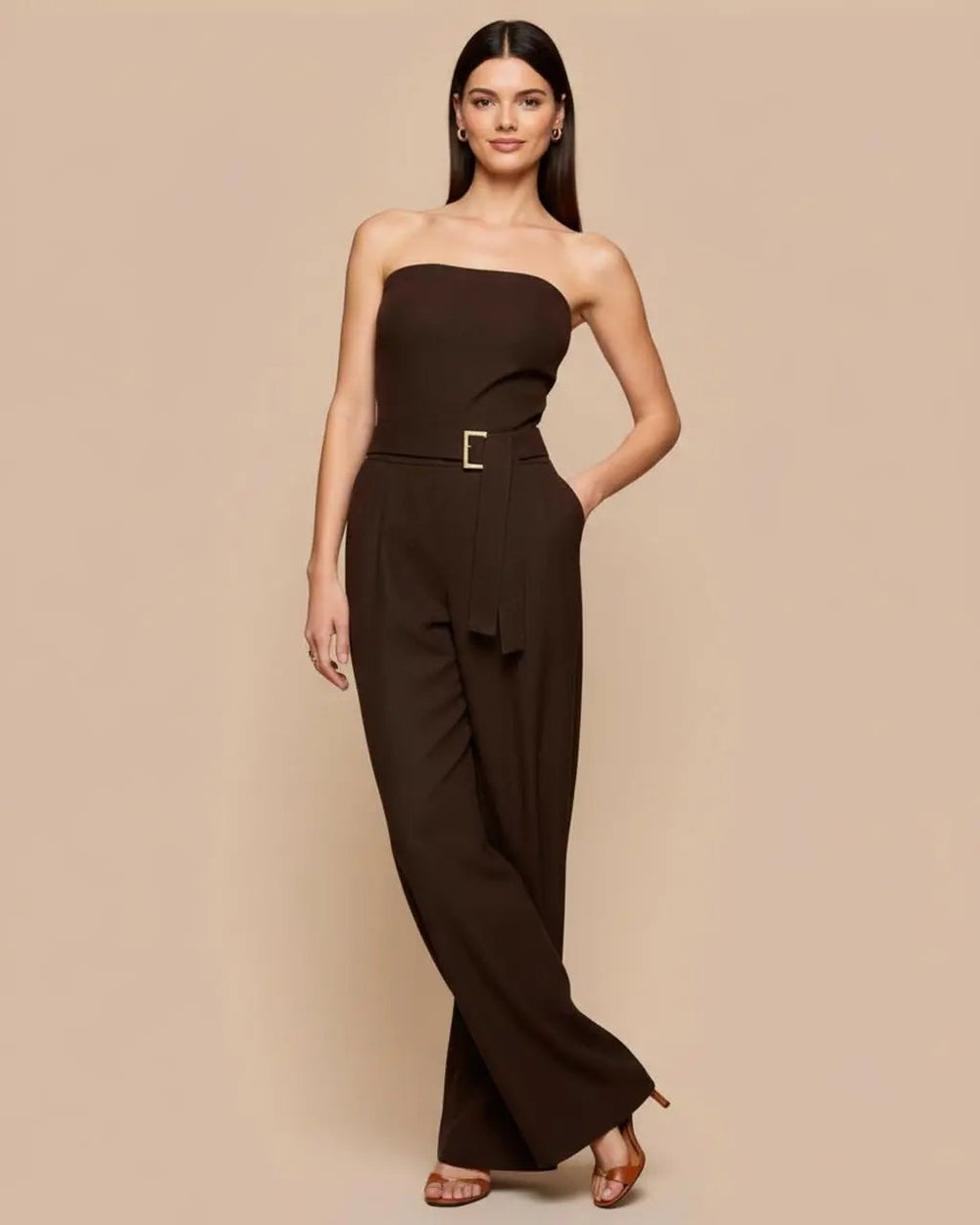 Strapless Belt Wide-Leg Jumpsuit SOLACE