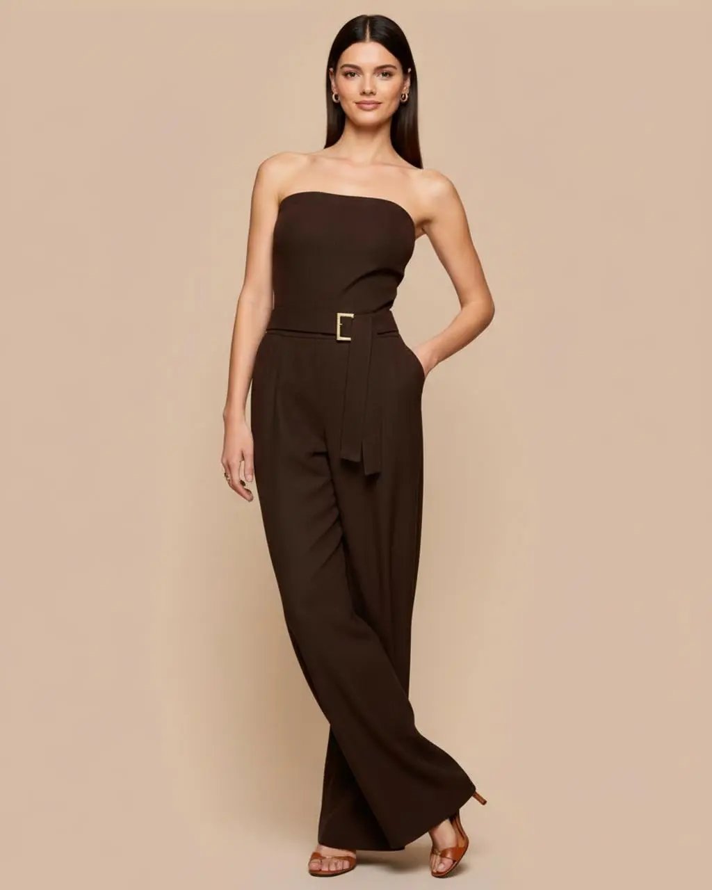 Strapless Belt Wide-Leg Jumpsuit SOLACE