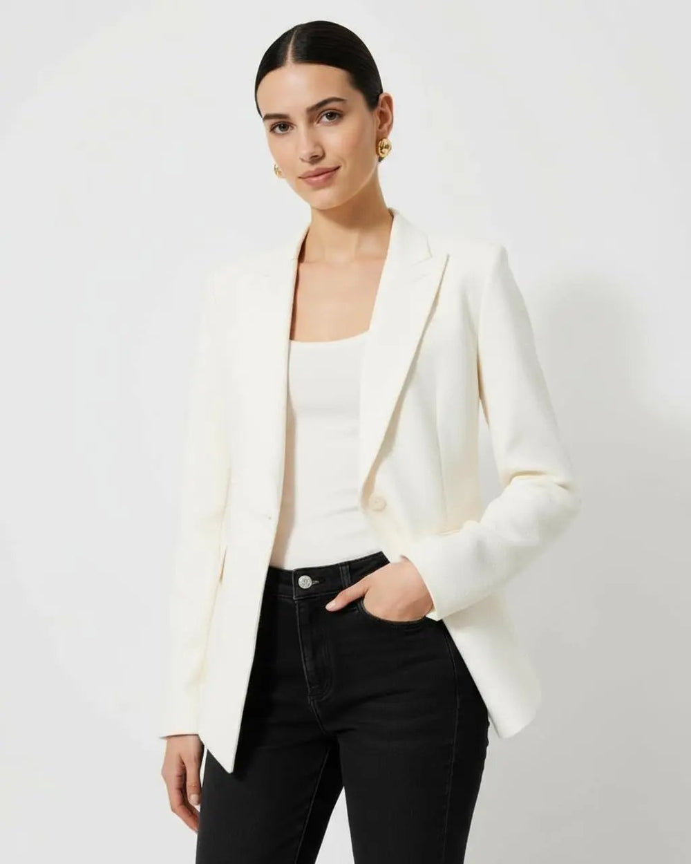 Single-Button Flap Pocket Blazer SOLACE