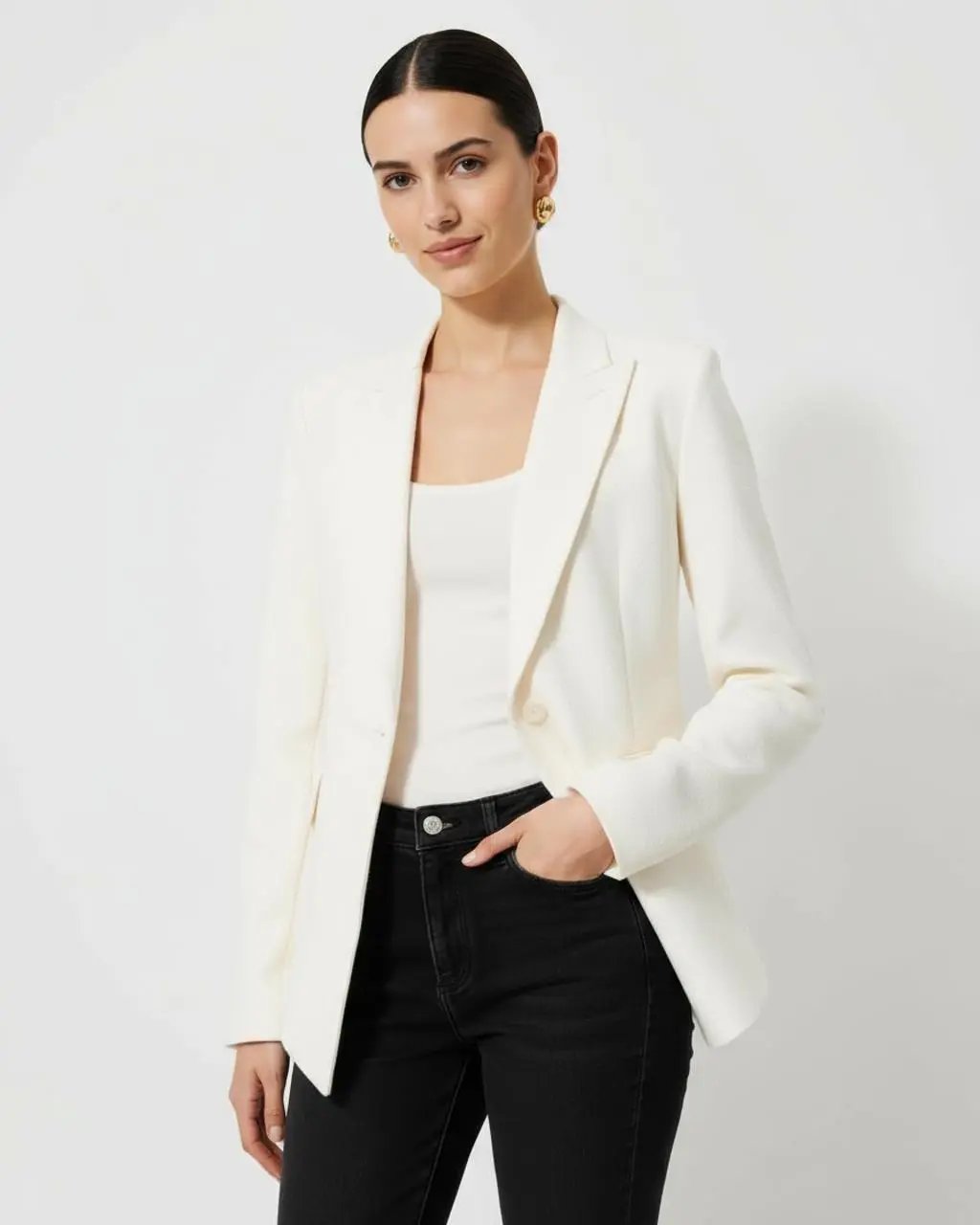 Single-Button Flap Pocket Blazer SOLACE