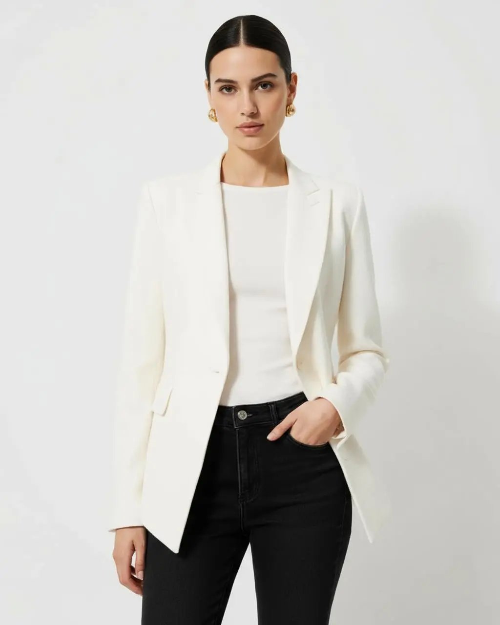 Single-Button Flap Pocket Blazer SOLACE