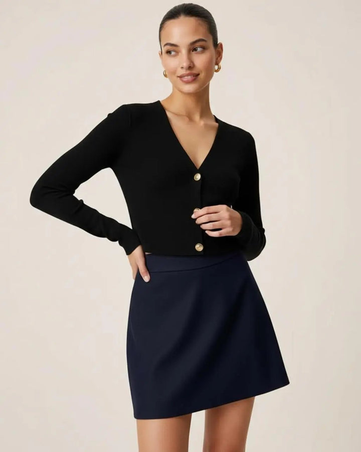 Ribbed Knit V-Neck Cardigan SOLACE