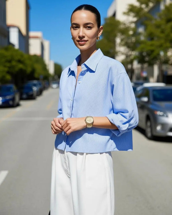 Blue Casual Stripe Shirt SOLACE