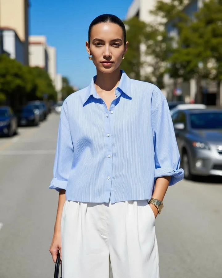 Blue Casual Stripe Shirt SOLACE