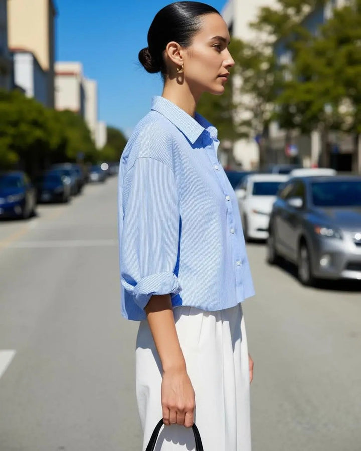Blue Casual Stripe Shirt SOLACE