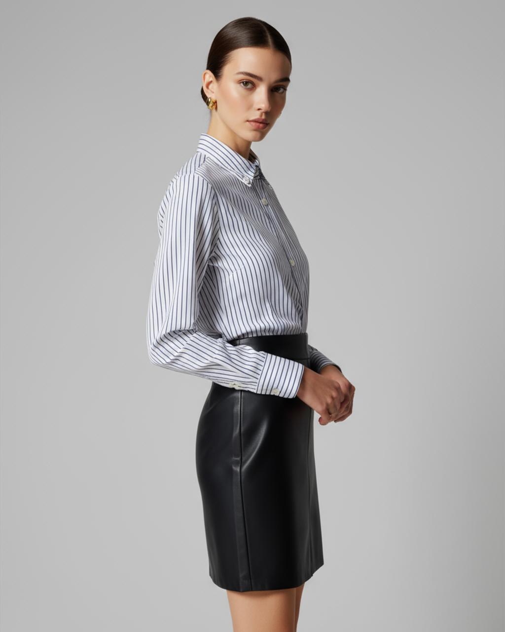 Stripe Button Front Long Sleeve Top SOLACE