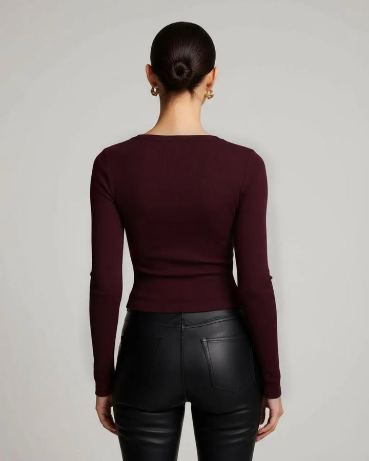 V-Neck Ribbed T-Shirt SOLACE