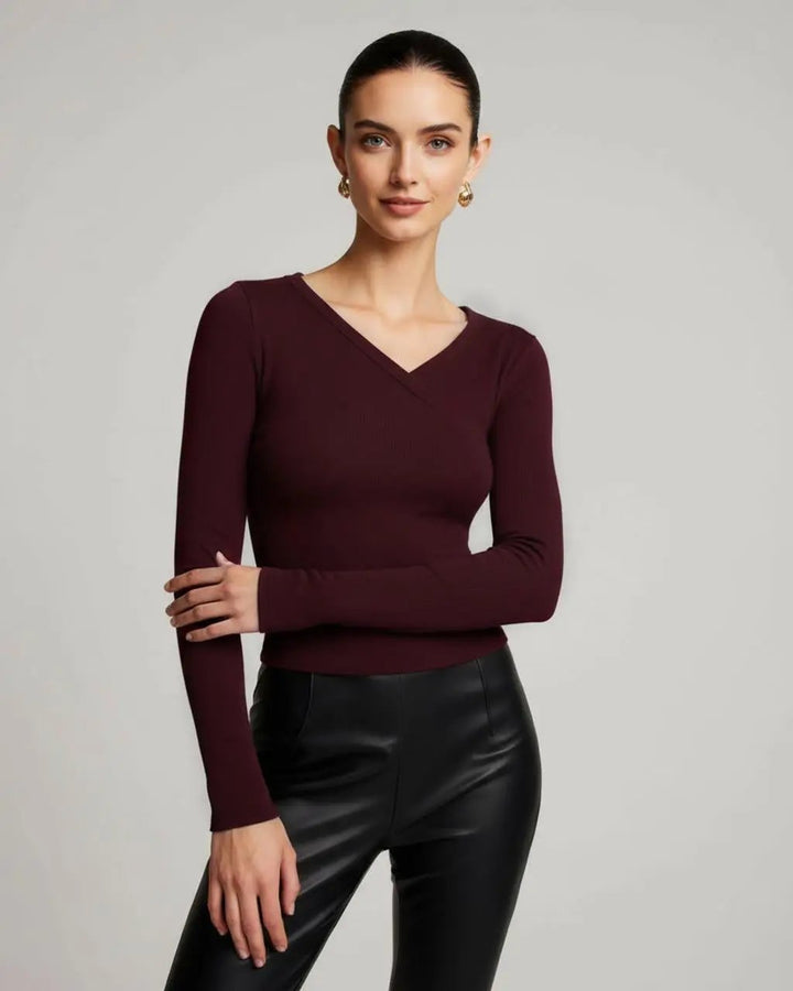 V-Neck Ribbed T-Shirt SOLACE