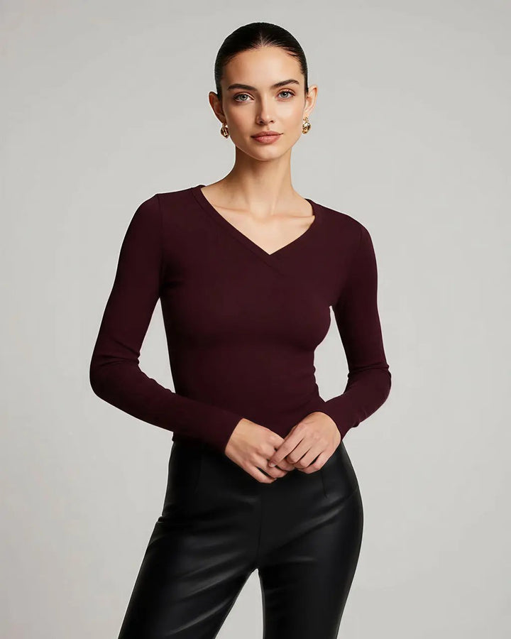 V-Neck Ribbed T-Shirt SOLACE