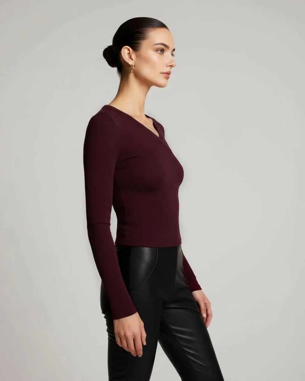 V-Neck Ribbed T-Shirt SOLACE