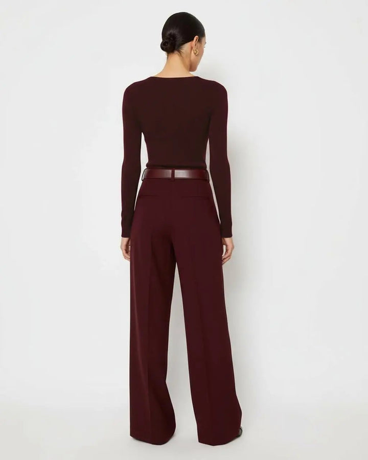 Burgundy Crewneck Slim Fit Long-Sleeve Top SOLACE